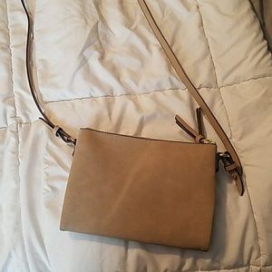 tan suede cross body purse